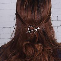 Women Simple Fashion Zircon Lovely Heart Girls Hair Clips Barrettes Alloy Hair Accessories 1pc