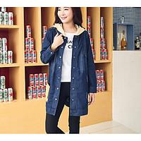 womens casualdaily simple fall denim jacket solid shirt collar long co ...