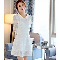 Women\'s Going out A Line Dress, Striped V Neck Mini ¾ Sleeve Cotton Spring Mid Rise Micro-elastic Medium