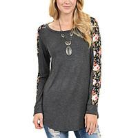 womens going out sophisticated spring fall t shirt print round neck lo ...