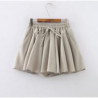 womens mid rise strenchy shorts pants cute wide leg solid