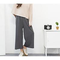 womens mid rise micro elastic chinos pants street chic wide leg solid