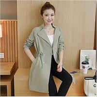 Women\'s Casual/Daily Simple Spring Summer Coat, Solid Stand Long Sleeve Long Polyester