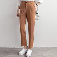 womens mid rise micro elastic business pants simple straight solid