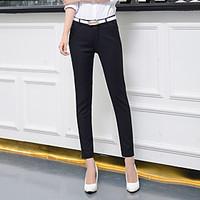 womens mid rise micro elastic business pants simple straight solid