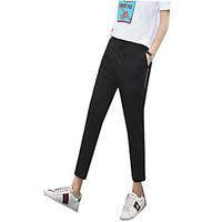 womens mid rise micro elastic sweatpants pants simple slim solid