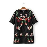 Women\'s Going out Casual/Daily Simple Street chic Sheath Dress, Solid Round Neck Above Knee Long Sleeve Black Rayon Polyester Fall Winter
