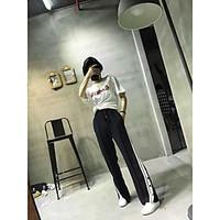 womens mid rise micro elastic chinos pants street chic simple loose wi ...