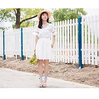 womens going out shirt dress solid round neck knee length short sleeve ...