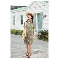 womens plus size a line dress print round neck knee length length slee ...