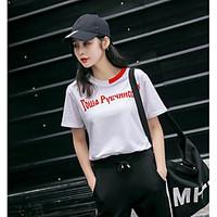 womens casualdaily simple summer t shirt color block letter round neck ...