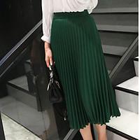 womens midi skirts simple a line pure color solid