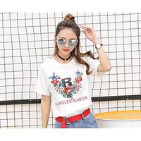 womens casualdaily simple summer t shirt print letter round neck short ...