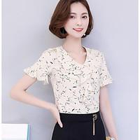 womens casualdaily simple blouse polka dot floral u neck short sleeve  ...