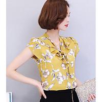 womens casualdaily simple blouse floral peter pan collar short sleeve  ...