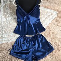 womens satin silk suits nightwear retro sexy embroidery thin polyester ...