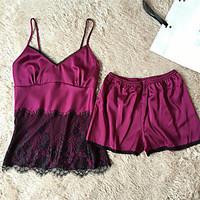 womens satin silk nightwear retro lace solid medium polyester