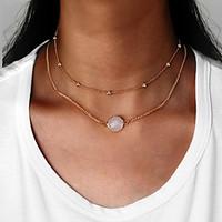 Women\'s Choker Necklaces Round Acrylic Alloy Euramerican Fashion Double-layer Jewelry For Daily 1pc