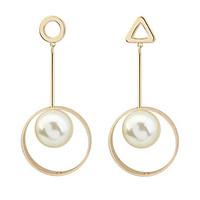 Women\'s Drop Earrings Imitation Pearl Euramerican Fashion Copper Circle Geometric Triangle Jewelry 1 Pair