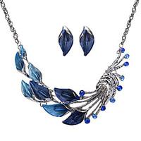 Women\'s Jewelry Set Rhinestone Euramerican Fashion Alloy Leaf Necklace Earrings For Party 1 Set Wedding Gifts