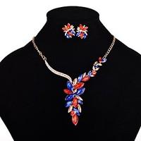 Women\'s Jewelry Set Acrylic Euramerican Fashion Luxury Alloy Flower Necklace Earrings For Party 1 Set Wedding Gifts