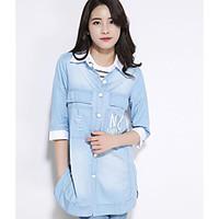 womens casualdaily simple shirt solid shirt collar sleeve linen