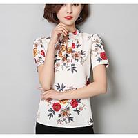 Women\'s Going out Vintage Blouse, Floral Round Neck Short Sleeve Others