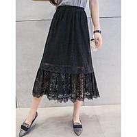 womens midi skirts a line pure color solid