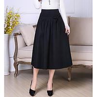 womens midi skirts a line pure color solid