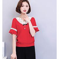 womens going out simple blouse solid round neck short sleeve others