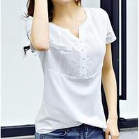 womens casualdaily simple t shirt solid asymmetrical short sleeve nylo ...