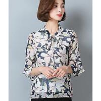 Women\'s Going out Cute Blouse, Floral Round Neck ½ Length Sleeve Others