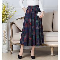 womens midi skirts vintage simple a line mixed color print