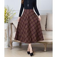 womens midi skirts a line check pattern plaid