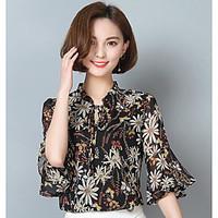 womens party street chic blouse floral round neck length sleeve others