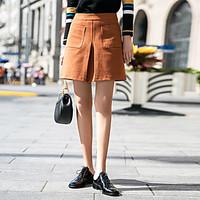 womens above knee skirts a line pure color solid