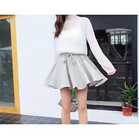 womens mini skirts simple a line pure color solid