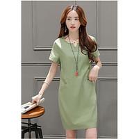womens casualdaily shift dress solid v neck above knee short sleeve co ...