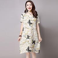 womens casualdaily loose shift dress print animal print round neck mid ...