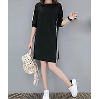 womens casualdaily shift dress color block round neck knee length slee ...