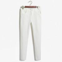 womens mid rise micro elastic jeans pants simple skinny solid