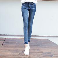 womens high rise micro elastic jeans pants simple skinny solid