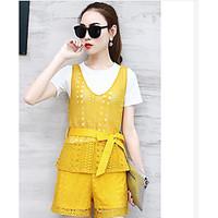 Women\'s Going out Casual/Daily Holiday Vintage Cute Street chic Summer T-shirt Pant Suits, Solid Round Neck Short Sleeve