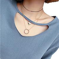 Women\'s Choker Necklaces Pendant Necklaces Chain Necklaces Layered Necklaces Jewelry AlloyBasic Geometric Durable Double-layer Punk