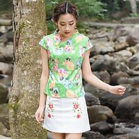 Women\'s Going out Casual/Daily Simple Cute T-shirt Skirt Suits, Solid Print Round Neck Short Sleeve Micro-elastic