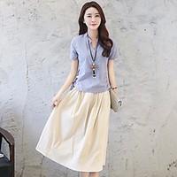 womens casualdaily holiday simple shirt skirt suits solid stand short  ...