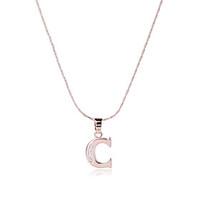 Women\'s Men\'s Pendant Necklaces AAA Cubic Zirconia Alphabet Shape Rose Gold Zircon CopperUnique Design Dangling Style Initial Jewelry