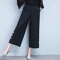 womens mid rise micro elastic chinos pants simple wide leg solid