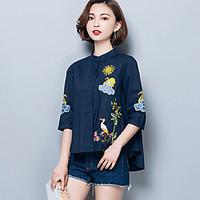 womens plus size going out simple spring summer shirt embroidered stan ...