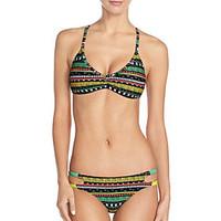 Women\'s Sexy Halter Bikini Swimwear Striped Print Nylon / Polyester Multicolor